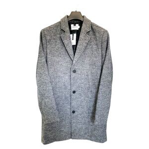 Topman Gray Wool-Blend Overcoat with Black Buttons Men’s Size Medium
